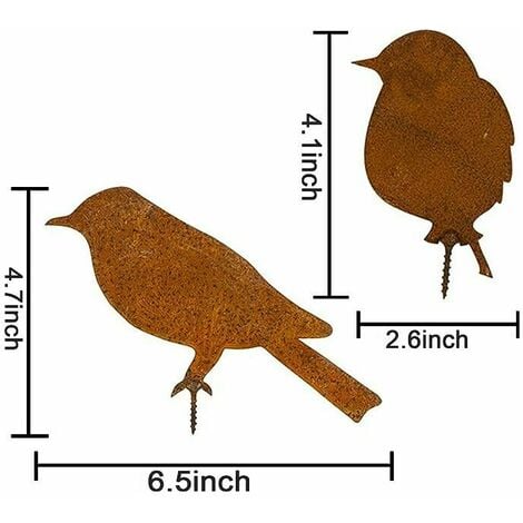 Oiseau sur branche, en fer rouillé, 34 cm