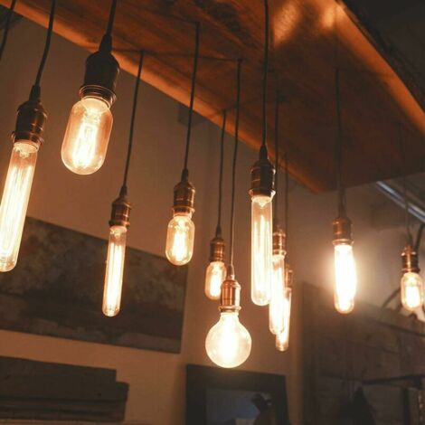 Vintage E27 douille de lampe, Edison retro suspension lampe, Solide céramique adaptateur,   4 Pièces noir perle socket