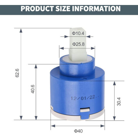 Jalleria 40 mm Cartouche de robinet en Céramique pour Mitigeur Valve Remplacement