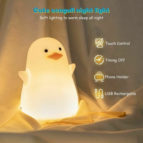 Veilleuse pour enfants, LED Veilleuse Bébé, Silicone Contrle Tactile Lampe,  Portable Rechargeable USB Chambre Deco Veilleuse