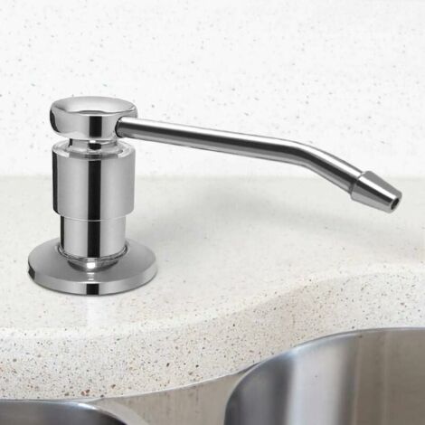 Distributeur de liquide pour évier de cuisine, distributeur de savon pour évier de cuisine avec bouteille de savon de 11 oz, acier inoxydable