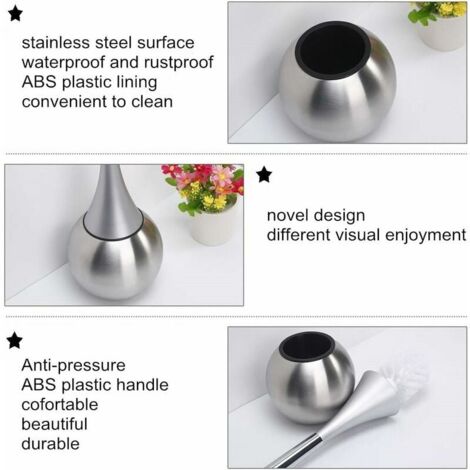 Porte-brosse WC autoportant en acier inoxydable finition brossée polie ensemble WC salles de bains (brosse incluse)-argent