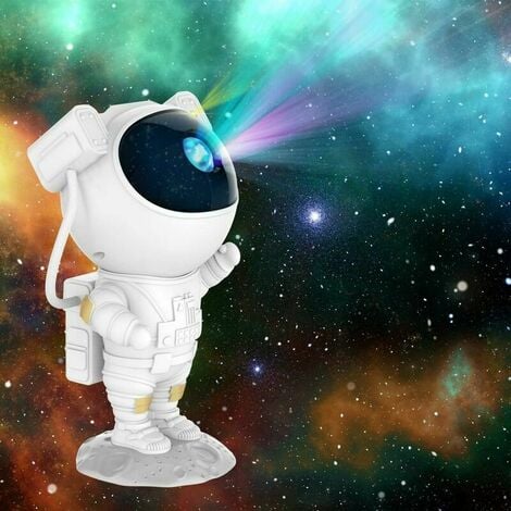 Veilleuse astronaute avec une étoile projecteur LED de ciel étoilé blanc •  Veilleuse