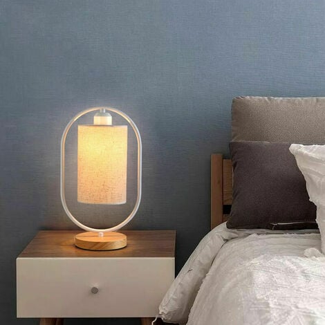 Lampe de table de chevet LED, lampe de chambre avec abat-jour en tissu  moderne, lampe