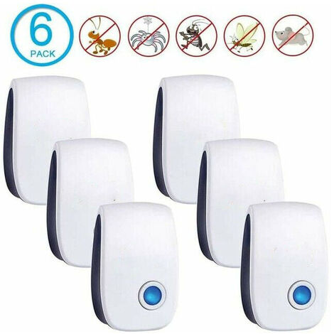 Lot De 6 Répulsifs à Ultrasons Pour Nuisibles - Branchement Simple, Sans Produits Chimiques, Pour Souris, Cafards, Moustiques, Araignées...