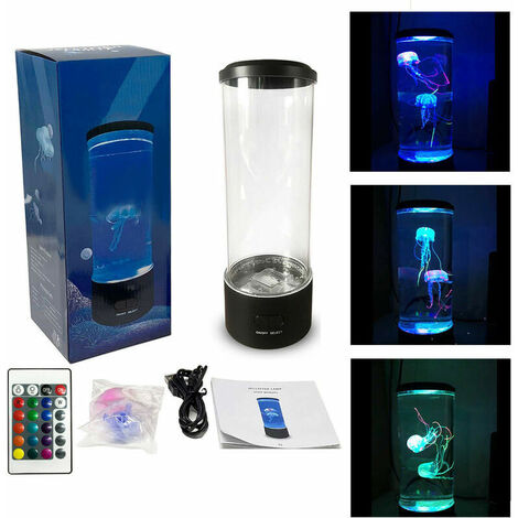 Lampe de méduse intelligente avec télécommande, lampe de table de réservoir de méduses, lampes de table USB cadeau créatif, lampe de méduse du ciel pour la maison, l'étude, le chevet, le salon