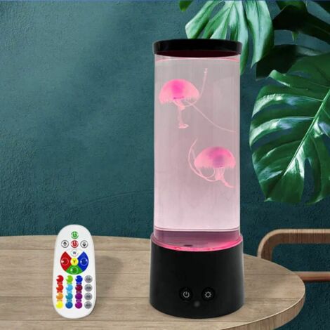 Lampe de méduse intelligente avec télécommande, lampe de table de réservoir de méduses, lampes de table USB cadeau créatif, lampe de méduse du ciel pour la maison, l'étude, le chevet, le salon