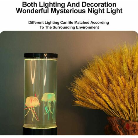 Lampe de méduse intelligente avec télécommande, lampe de table de réservoir de méduses, lampes de table USB cadeau créatif, lampe de méduse du ciel pour la maison, l'étude, le chevet, le salon