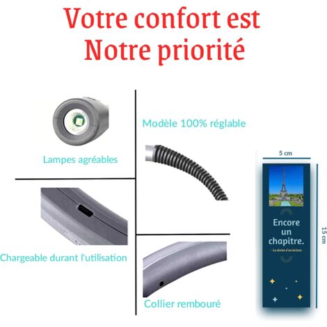Lampe de Lecture de Cou Rechargeable, Lampe pour lecture au Lit, 3 Couleurs, 6 Niveaux de Luminosité, Bras Pliables, Longue Durée de Vie, Parfaite pour la Lecture,Le Tricot,la Réparation