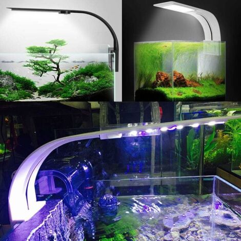 Eclairage et rampe led aquarium　Lumiere Aquarium Lampe LED Eclairage Blanc  et Bleu Nano à Clip pour Poisson Plantes 23-50 cm