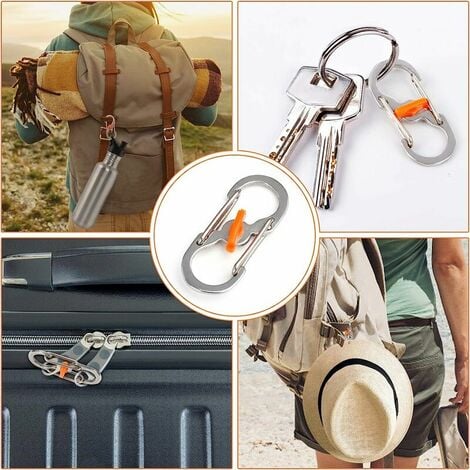 Acheter Mousquetons en acier inoxydable, porte-clés, boucle à crochet,  boucle unique, outils d'intérieur et d'extérieur pour sac à dos, Camping  randonnée