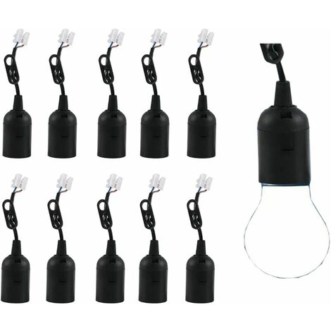 Douille à vis E27 noire - 6x E27 Douille de lampe Anneau en plastique -  Douille d'ampoule E27 - Support de douille d'ampoule E27 - Douille d'ampoule  E27