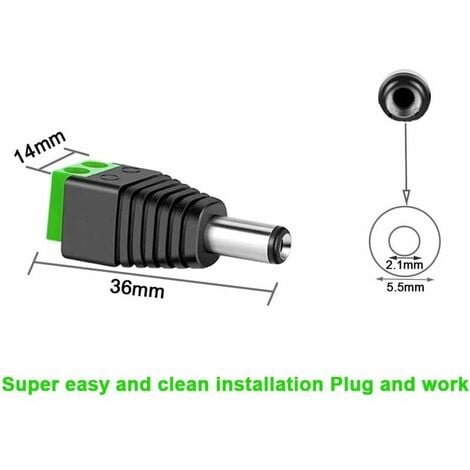 30 Pièces 12V / 24V DC Mâle Fiche Connecteurs, 5.5 X 2.1 mm DC Alimentation  Adaptateur Vis