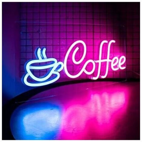 1pc Neon LED coffee Néon Lettre Art Mural Enseigne Lumineuse jolie Lampe Néon pour café Bar Club Party Deco Cadeau Décoration Fête,rose