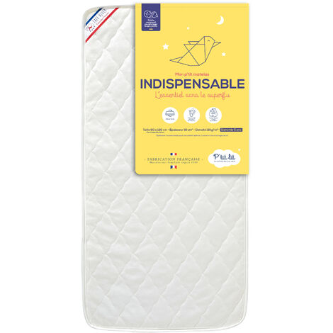 Matelas Bébé P'tit Lit 60x120cm - 2 Faces Été/Hiver - Oeko-Tex - Fabriqué En France