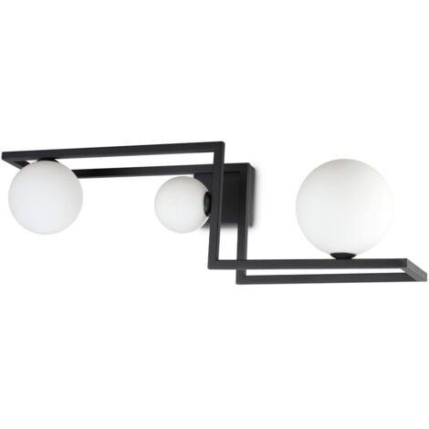 Ideal Lux ANGOLO Plafonnier globe 3 lumières noir (1/2)