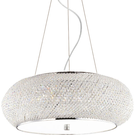 Ideal Lux Pasha' - Luminaire suspendu à 10 ampoules au fini chrome avec cristaux, E14 (1/3)