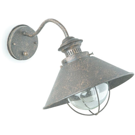 Faro Barcelona – Applique d'extérieur Nautica – Métal et verre bulle – IP33 – Longueur 26 cm, Largeur 37 cm, Hauteur 26 cm – 1 ampoule E27 max 15W (1/4)