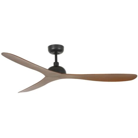 Faro Barcelona – Ventilateur de plafond 33447 132 cm – Moteur DC silencieux – 6 vitesses – Télécommande incluse – Acier noir et ABS noyer