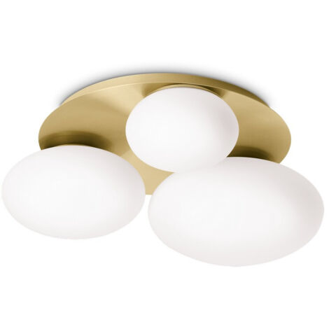 Ideal Lux NINFEA Plafonnier rond à 3 lumières DecoratiGlass Laiton (1/2)