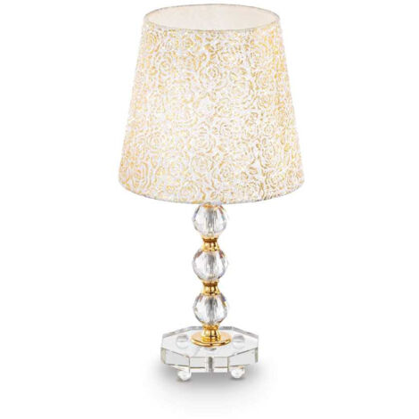 Ideal Lux Queen - 1 lampe de table moyenne lumière dorée avec décoration en verre, E27 (1/2)