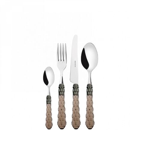 24 pièces couverts ensemble dans un boîtier en bois transparent Cristallo ghiera argento antico Bugatti