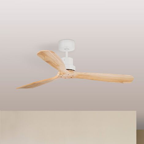 Faro Barcelona – Ventilateur de plafond DC LANTAU L 132 cm – Moteur en acier blanc – 6 vitesses – Pales en bois de pin – Télécommande incluse
