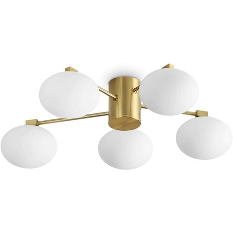 Ideal Lux HERMES Plafonnier Globe 5 Lumières 60cm Laiton (1/2)