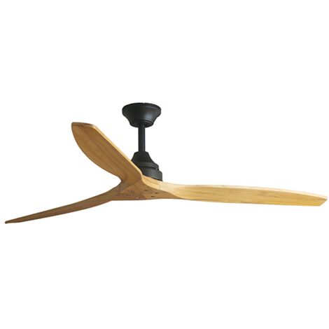 Faro Barcelona – Ventilateur de plafond 152 cm noir mat – 6 vitesses – Télécommande incluse – Moteur en acier – Pales en bois – Fonction été/hiver – 33718DC