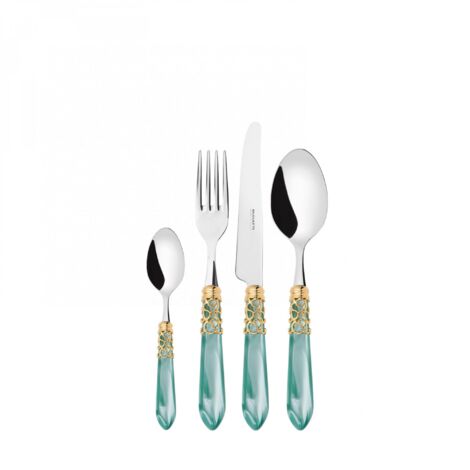 24 morceaux de couverts en bois d'eau en bois-pearl d'eau Melodia ghiera dorata Bugatti