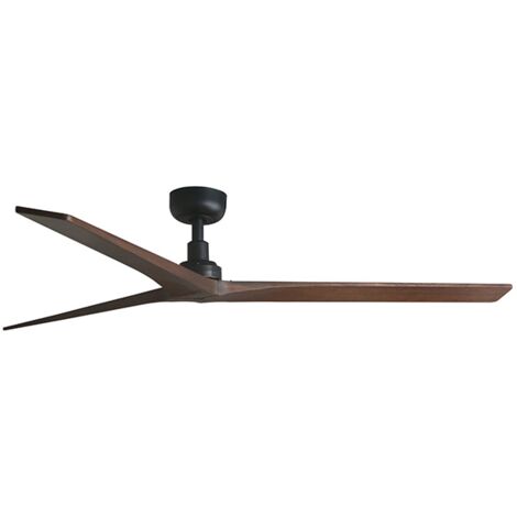 Faro Barcelona – Ventilateur de plafond noir/noyer Ø150cm – 6 vitesses – Télécommande incluse – Pour pièces jusqu'à 28 m² – Moteur silencieux