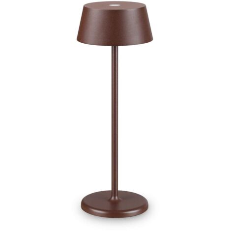 Ideal Lux PURE Lampe de Table LED Intégrée Marron Café 230Lm 3000K IP54 (1/2)
