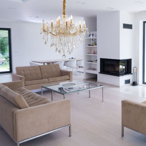 Ideal Lux Florian - Lustre en cristal à 12 ampoules au fini doré, E14 (1/2)
