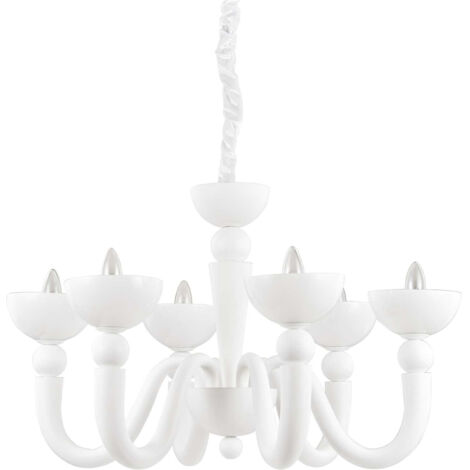 Ideal Lux Bon Bon - Lustre à 6 bras multiples au fini blanc, E14
