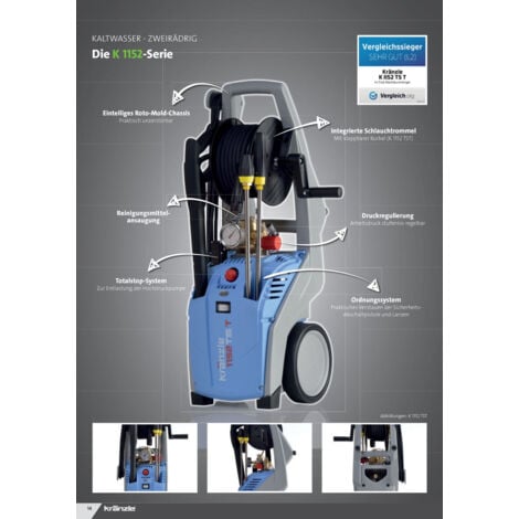 Kränzle Hochdruckreiniger K 1152 TST Stecksystem D12 + 15m Schlauchtrommel