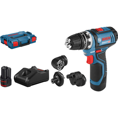 Akku-Bohrschrauber BOSCH PROFESSIONAL GSR 12V-15 FC mit 2 x 2,0 Ah-Akkus, L-BOXX und 4 Aufsätze