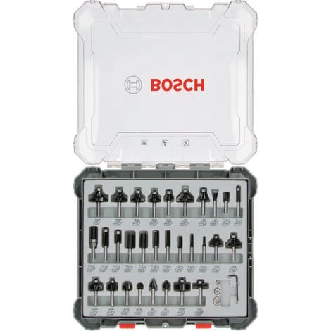 Bosch Fräser Set Mixed 30 teilig 8 mm Schaft für Oberfräsen 2607017475