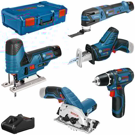 Bosch Maschinen Set 12V GSR+GST+GOP+GKS+GSA + 3x GBA 3,0Ah + GAL in XL-BOXX