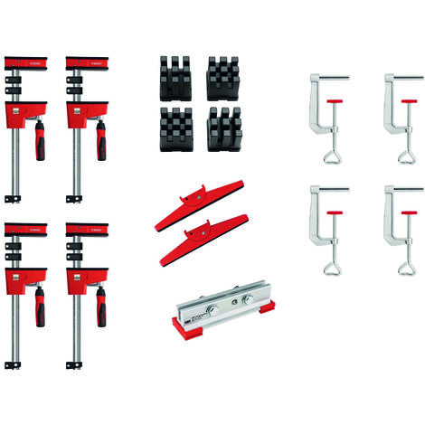Bessey KRE-SET-A 4x KRE 100 Zwinge 4x TK6 Tischklemme 2x KR-AS Adapter KP KBX20