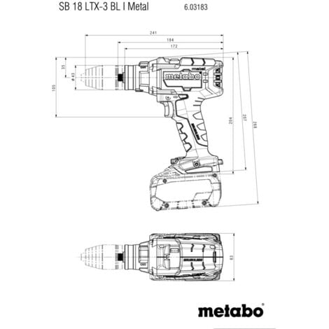 Ladegerät und LTX-3 Akku-3-Gang-Schlagbohrschrauber L BL 145 in metaBOX Akku SB 18 ohne I Metal Metabo
