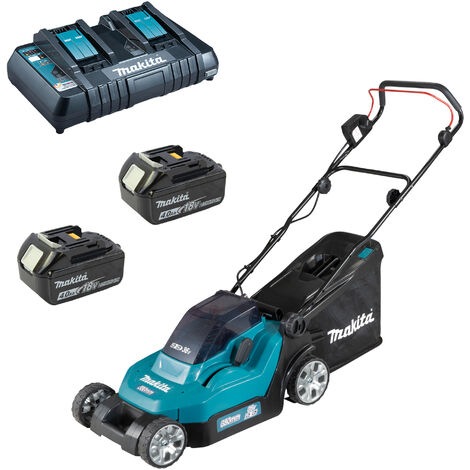 Makita Akku-Rasenmäher DLM382PM2 38 cm 2x BL1840B 4,0 Ah DC18RD 40 l Fangkorb
