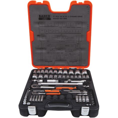 Bahco Steckschlüsselsatz 77 tlg. 1/4" und 1/2" SLine S800 im Koffer