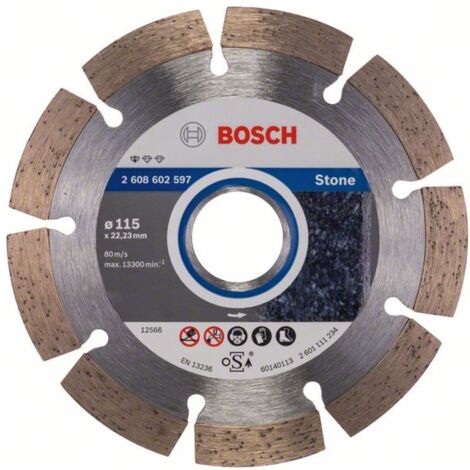 Bosch Diamanttrennscheibe Standard for Stone, 115 x 22,23 x 1,6 x 10 mm, 1er-Pack 2608602597