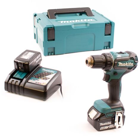 Makita Akku-Bohrschrauber 18V DDF485RTJ mit 2x 5,0 Ah Akkus + Lader im MAKPAC 2