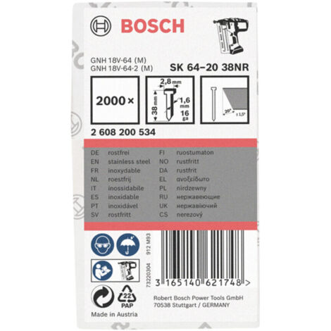 Bosch Senkkopf-Stift SK64 20NR 38 mm Edelstahl