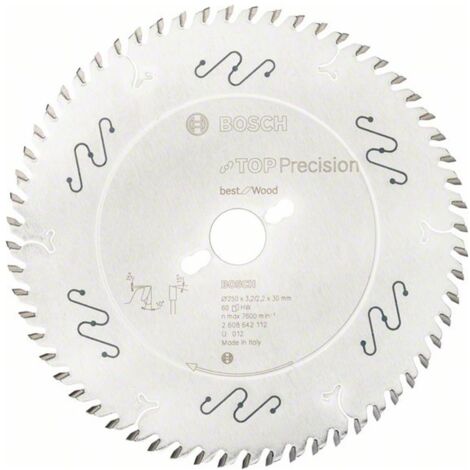 Bosch Kreissägeblatt Top Precision Best for Wood 250 x 30 x 3,2 mm, 60