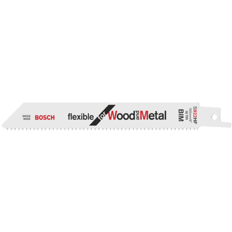 Bosch Säbelsägeblatt S 922 HF, Flexible for Wood and Metal, 100er-Pack, 150 mm