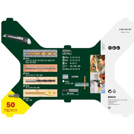 Bosch Bohrer- und Bit-Set X-Line Titanium-Set, 50-teilig