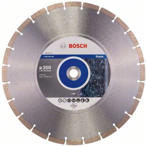 BOSCH Diamanttrennscheibe Professional für Stone, 350 x 20,00 und 25,40 x 3,1 x 10 mm, 2608602603