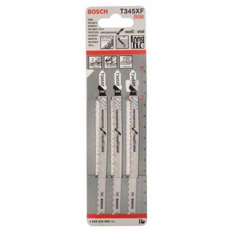 Bosch PRO Multi Material thick and thin T345XF Stichsägeblatt, 132 mm, 3 Stück